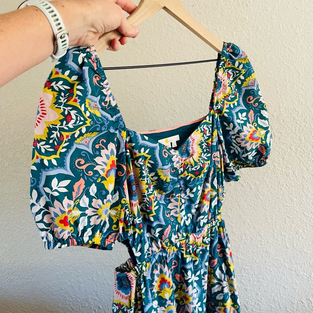 Boden Florence Cut Out Midi Dress in Green Multi Color Print size 8 - Picture 15 of 16